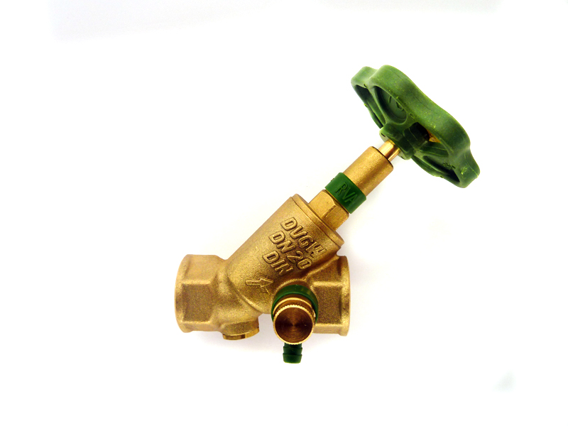 Shopbild Schrägsitzventil 1'' IG, mit steigender Spindel, Prüfstopfen, Rückflussverhinderer