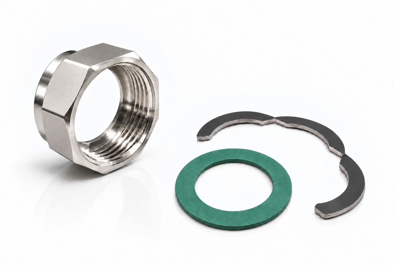 Wellrohrverschraubungs-Set DN 40 ( 2" ), Messing vernickelt