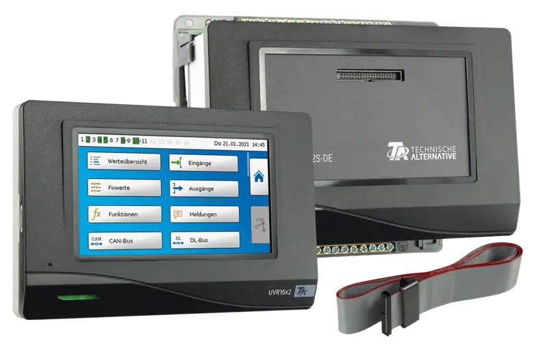 Technische Alternative frei programmierbarer Universalregler UVR 16x2 S-DE-D ( Triac ) Display abgesetzt