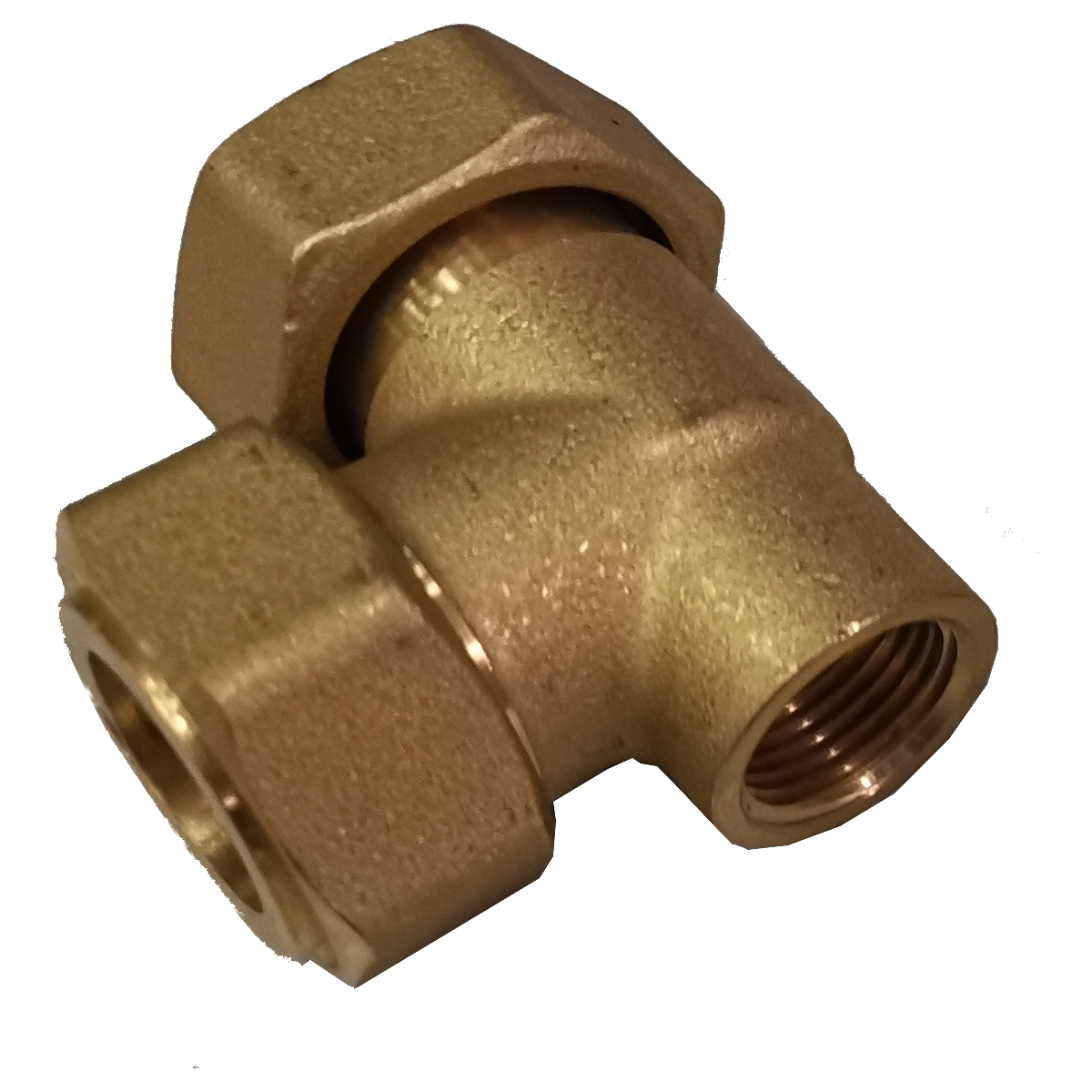 Eckverschraubung mit 2x Überwurfmutter 1 1/4" und 1/2" IG am Knie