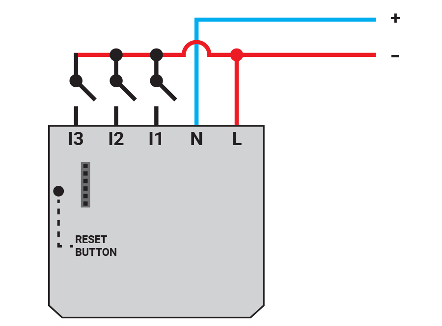 Shelly I3, WLAN Eingangsmodul / Tasterschnittstelle mit 3 Eingängen, AC: 110 - 230V, DC: 24 - 60V