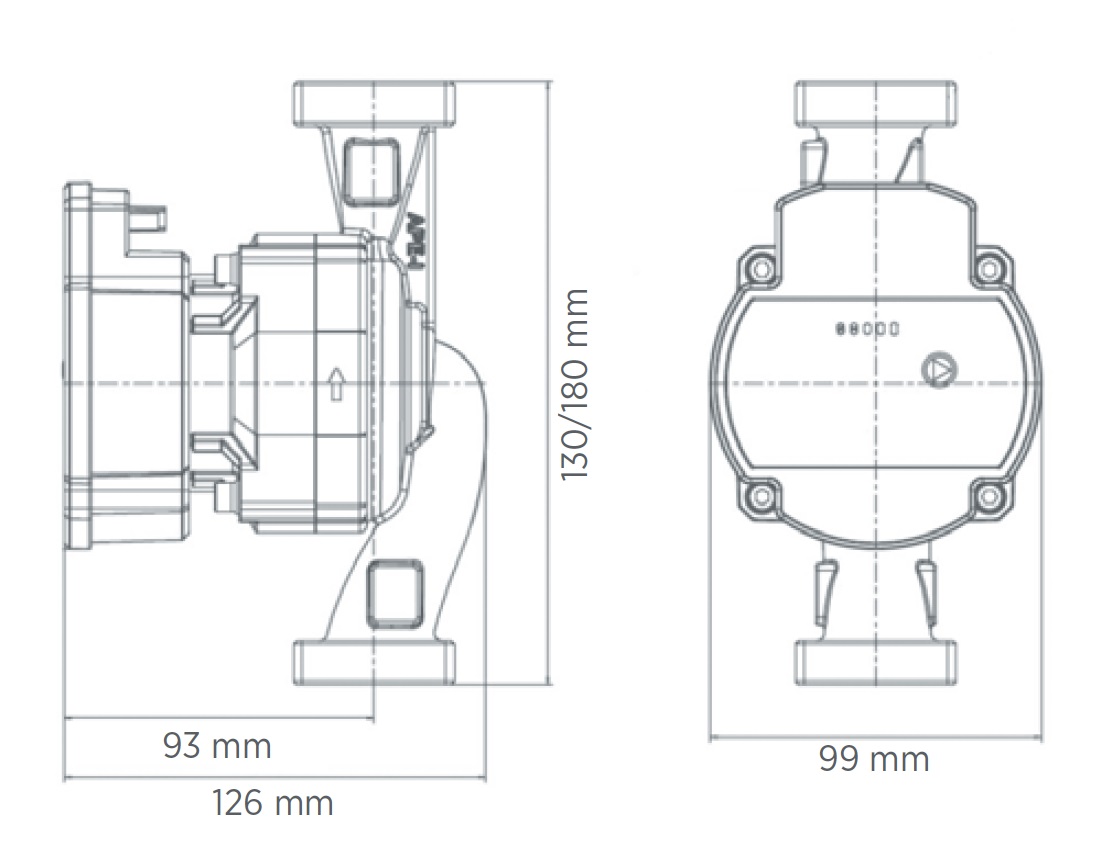 WITA Umwälzpumpe HE OEM4 80-25-130 PWM, 1 1/2" AG ( 130mm Baulänge ), inkl. je 2 Meter 230V-Kabel und PWM-Kabel, inkl. Isolierung