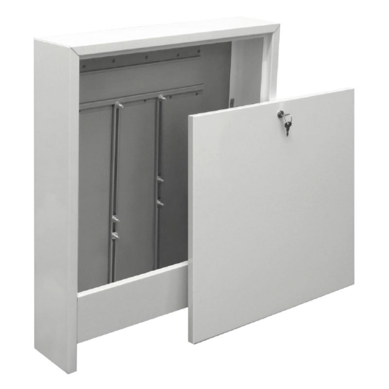 Aufputz - Verteilerschrank - Farbe weiß - für 7 - 10 Heizkreise 110 mm tief