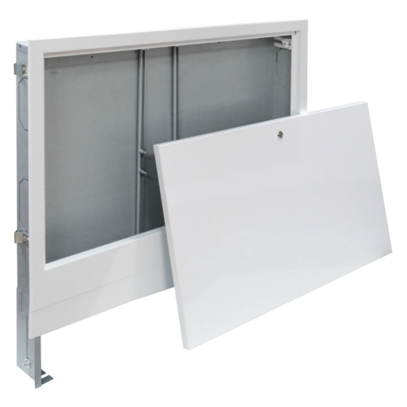 Unterputz - Verteilerschrank - Farbe weiß - für 14 - 17 Heizkreise 80 mm tief