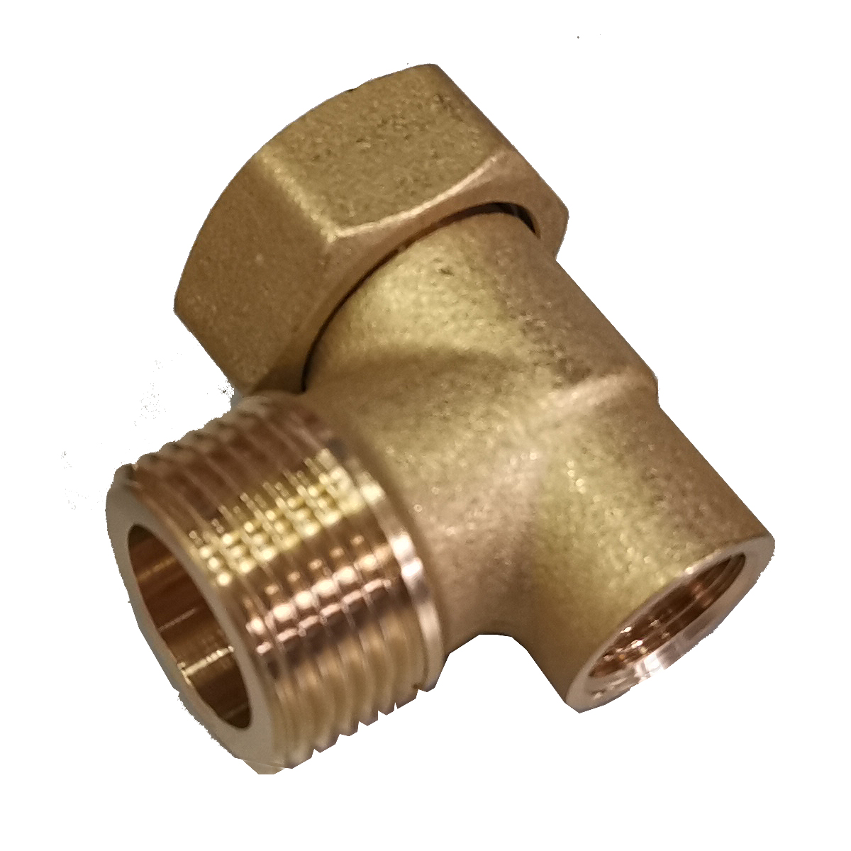 Eckverschraubung mit 1 x Überwurfmutter 1 1/4", 1 x 1 1/4" AG und 1/2" IG am Knie