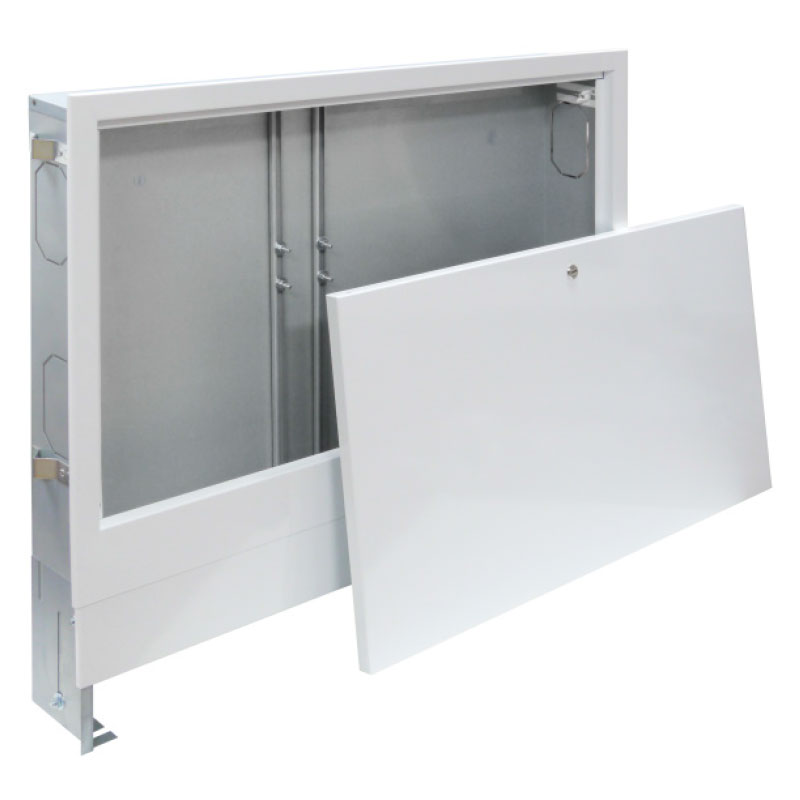 Unterputz - Verteilerschrank - Farbe weiß - für 11 - 13 Heizkreise 110 mm tief