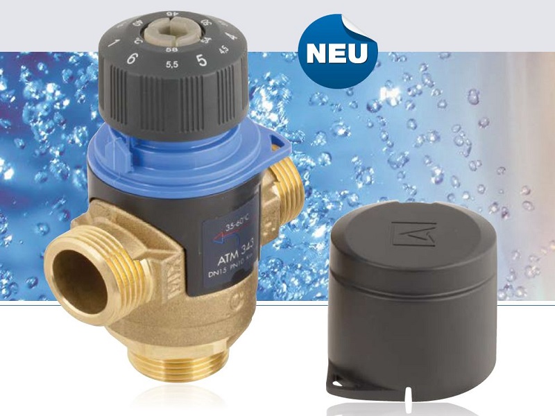 Afriso Thermisches Mischventil / 3 Wegemischer ATM 363 mit 3 x 1" AG, 1,6 m³ / h, Temperatur einstellbar von 35 - 60 °C
