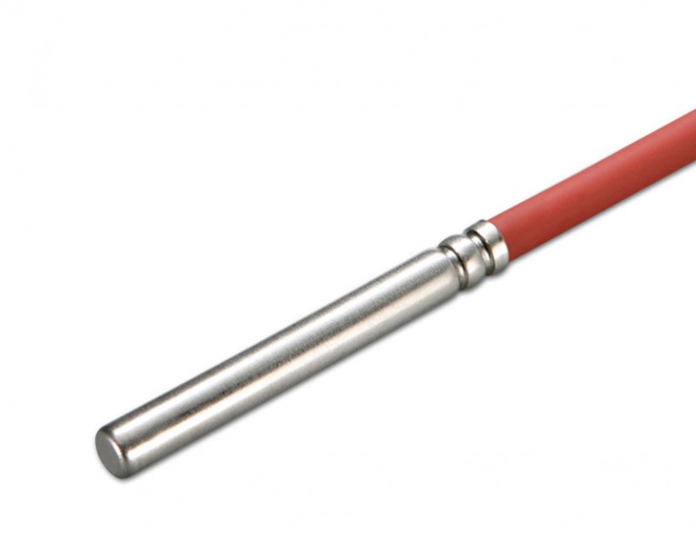 Temperatursensor, Temperaturfühler, Kabelfühler, Ø 6 mm x 30 mm, bis 180 °C, PT1000 Klasse B, Kabellänge: 10 m