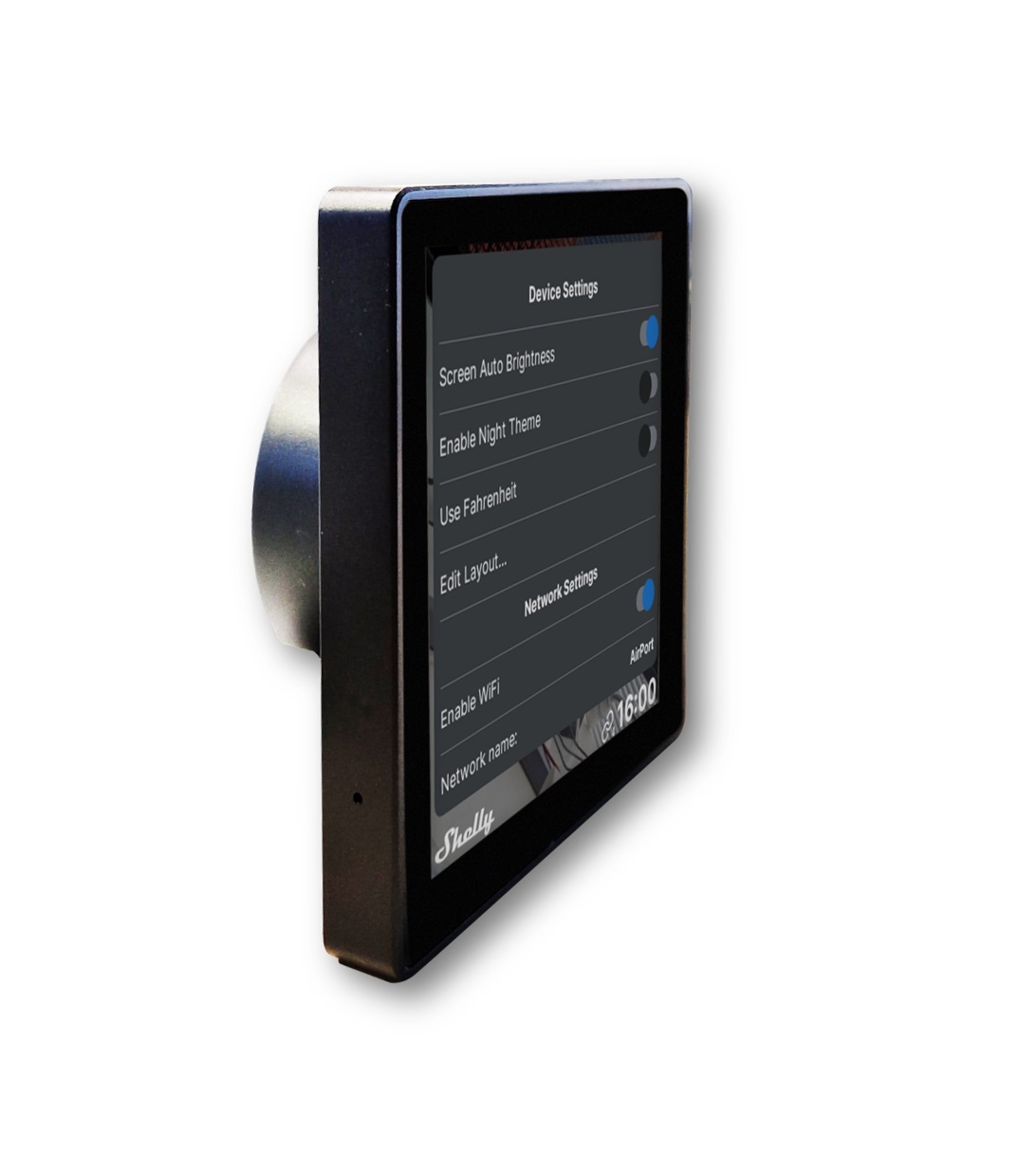 Shelly Wall Display WLAN Wand - Touchdisplay mit Android, Farbe: schwarz