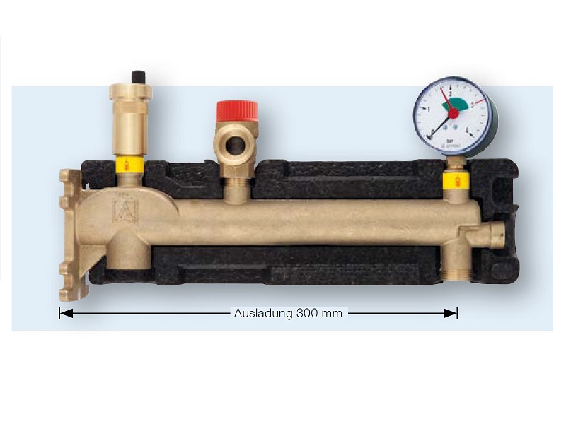 Afriso Gefäßanschlusskombination GAK, mit Sicherheitsventil, Schnellentlüfter und Manometer 3 bar für Ausdehnungsgefäße bis 50 Liter