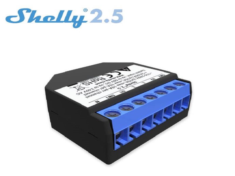 Shelly 2.5 WiFi-gesteuerter Doppelrelais-Schalter und Rollladen-Steuerung mit Messfunktoin, Alexa und Google Home