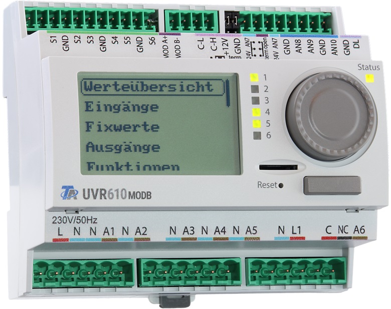 Technische Alternative frei programmierbarer Universalregler UVR 610 S mit Modbus Schnittstelle für den Schaltschrank